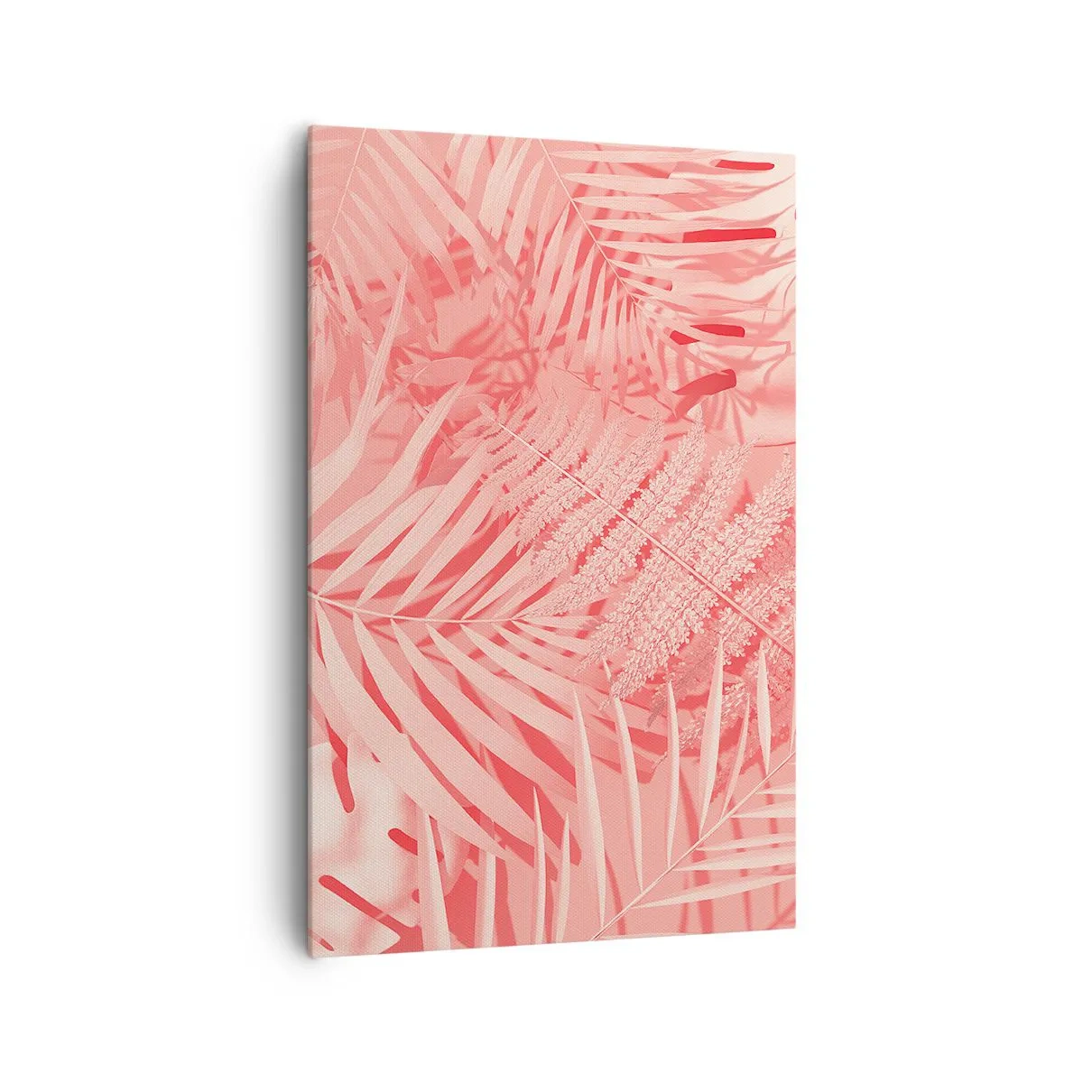 Impression sur toile - Image sur toile - Feuilles tropicales roses dans un style délicat et minimaliste - 80x120cm - Concept de rose - Décoration murale moderne pour le salon et la chambre ARTTOR