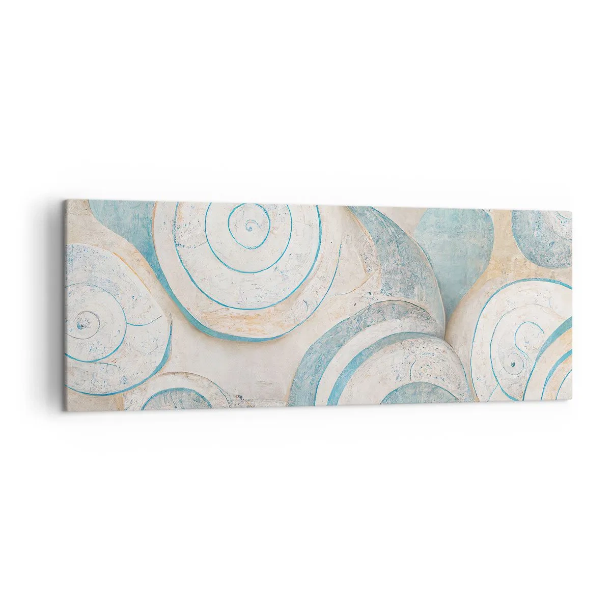 Impression sur toile - Image sur toile - Coquillages abstraits aux tons pastel - 140x50cm - Que cache la coque ? - Décoration murale moderne pour le salon et la chambre ARTTOR