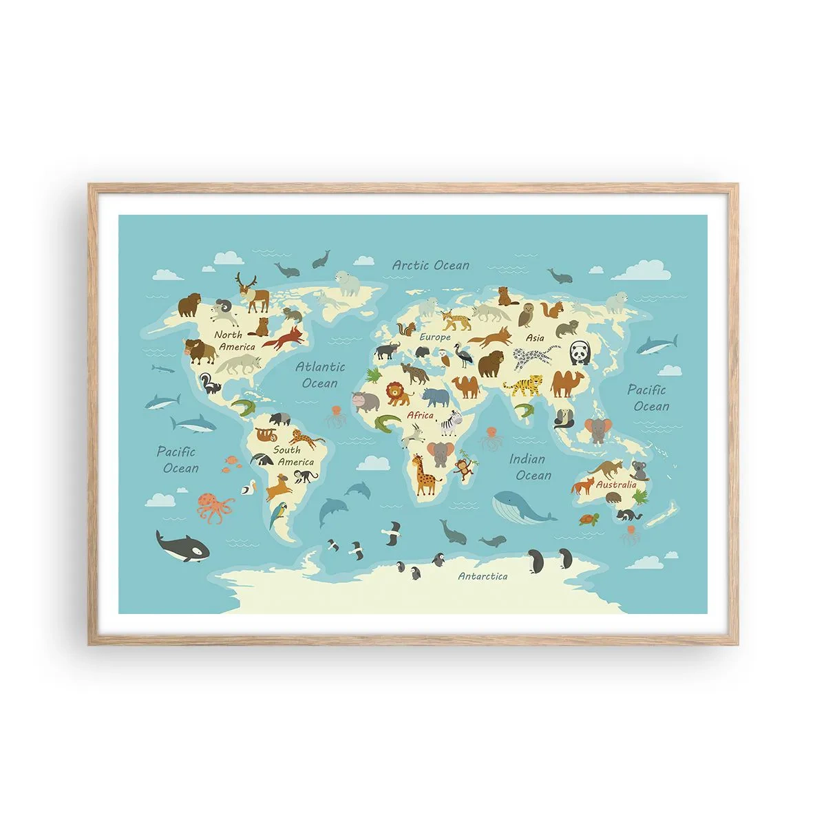 Affiche dans un chêne clair - Poster - De bons voisins - 100x70 cm