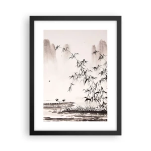 Affiche dans un cadre noir - Poster - Le silence des rizières - 30x40 cm