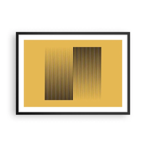 Affiche dans un cadre noir - Poster - Lignes noires verticales sur fond jaune - 70x50cm - Cadre opposé - Décoration murale moderne pour le salon et la chambre ARTTOR