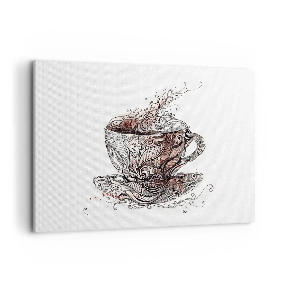 Impression sur toile - Image sur toile - Tasse à café décorative avec un motif artistique - 120x80cm - Du thé, bon pour tout - Décoration murale moderne pour le salon et la chambre ARTTOR