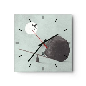 Horloge murale - Pendule murale - Une scène symbolique avec une figure et un équilibre sur un ciel lumineux. - 30x30cm - Réalisation de ses rêves - Décoration murale moderne pour le salon et la chambre ARTTOR