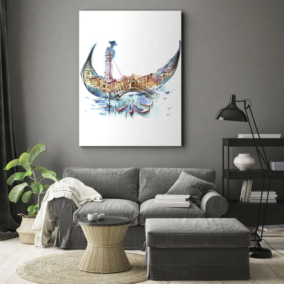 Impression sur toile - Image sur toile - Nous naviguons à travers la ville - 55x100 cm