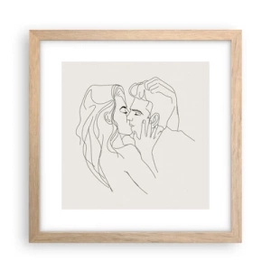 Affiche dans un chêne clair - Poster - Enlacé de sentiment - 30x30 cm