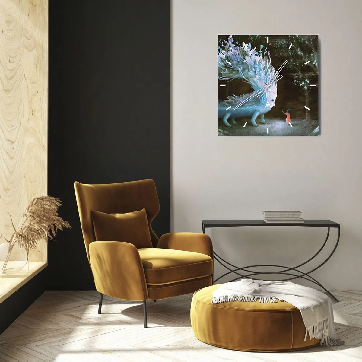 Horloge murale - Pendule murale - Une rencontre fantastique - 40x40 cm