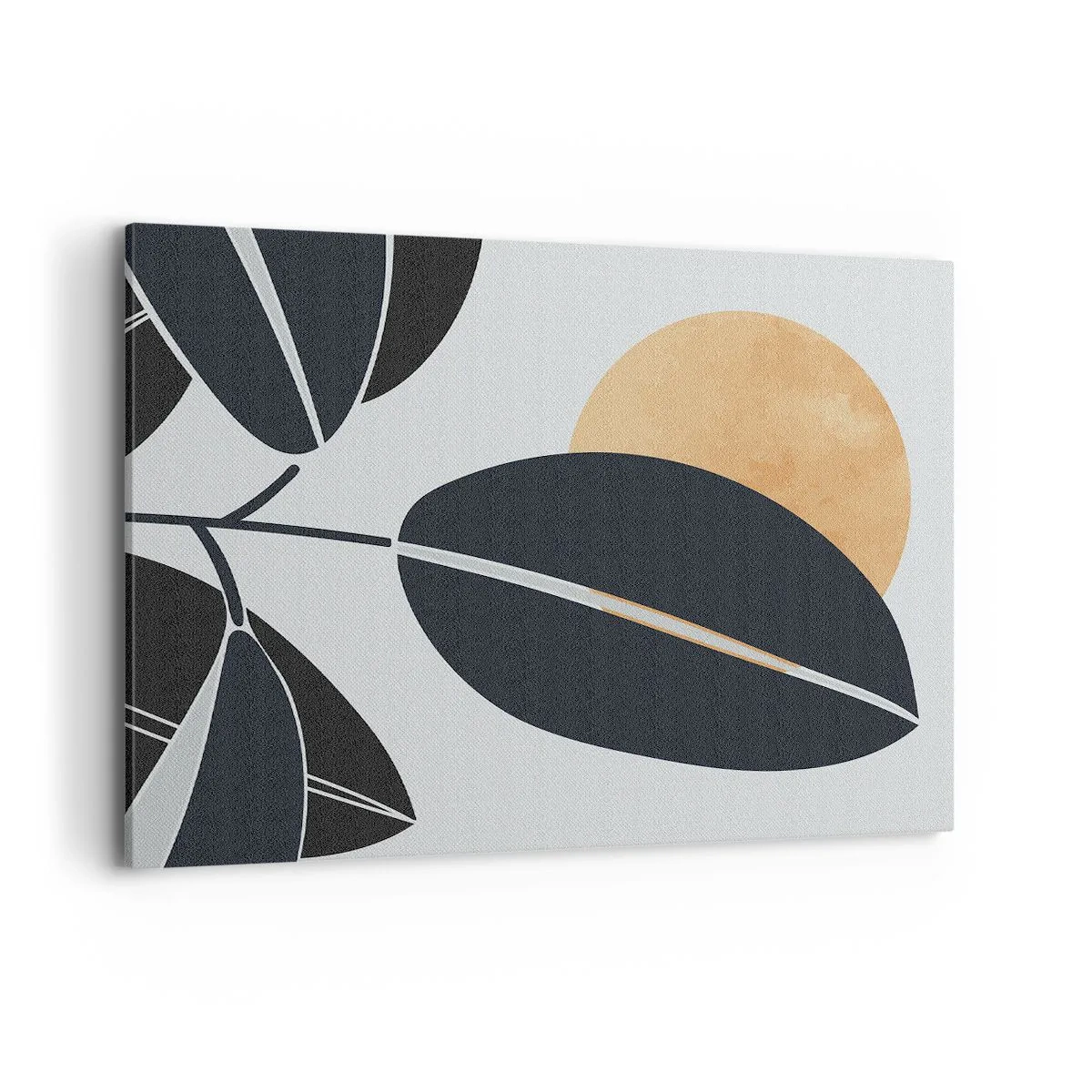 Impression sur toile - Image sur toile - Un motif de feuille minimaliste avec un soleil brillant en arrière-plan. - 100x70cm - Une chaude journée d'été - Décoration murale moderne pour le salon et la chambre ARTTOR