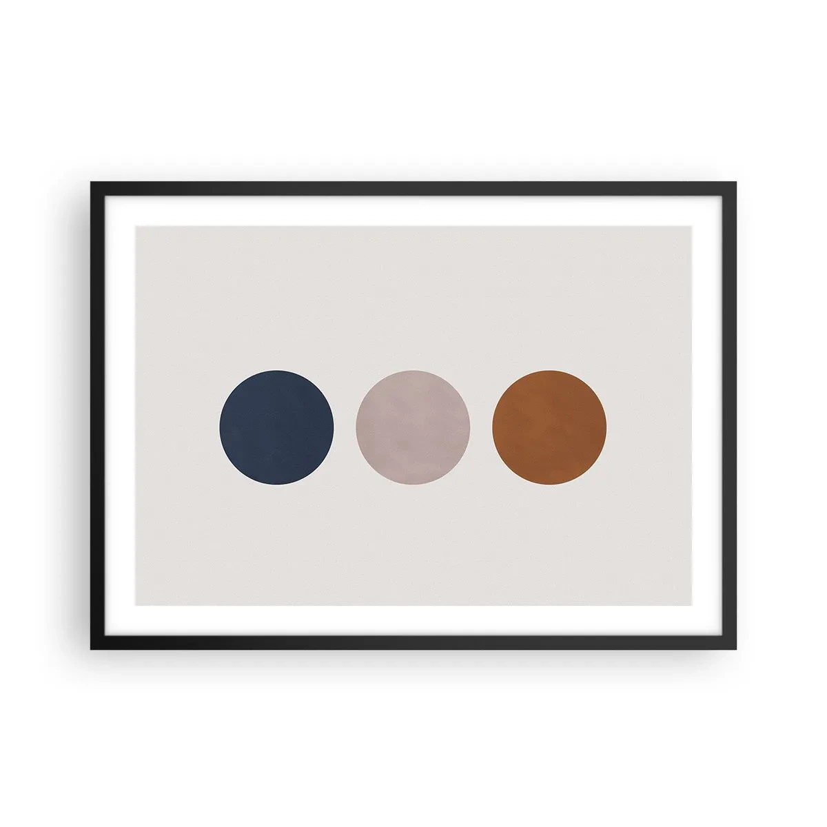 Affiche dans un cadre noir - Poster - Une composition minimaliste avec trois cercles colorés - 70x50cm - Symbole d'excellence - Décoration murale moderne pour le salon et la chambre ARTTOR