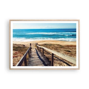 Affiche dans un chêne clair - Poster - Cours! - 100x70 cm