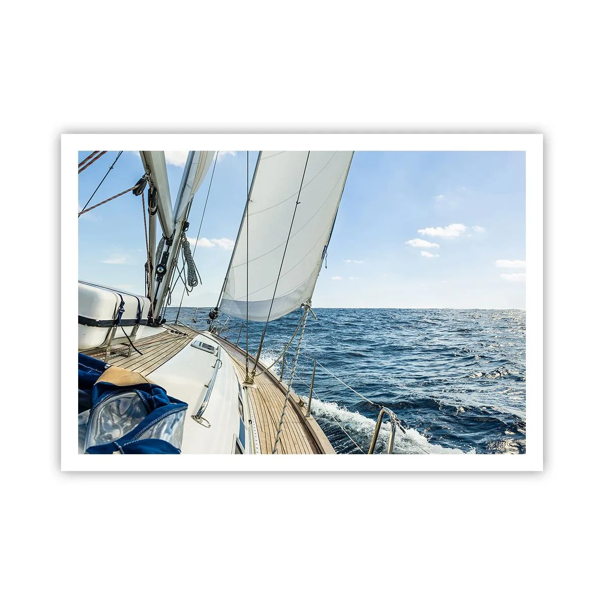 Affiche - Poster - Un voilier sur une mer calme sous un ciel bleu - 100x70cm - Ohé, l'aventure - Décoration murale moderne pour le salon et la chambre ARTTOR