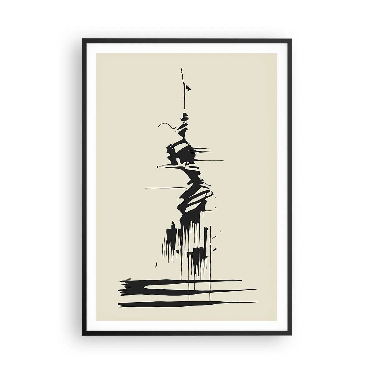 Affiche dans un cadre noir - Poster - Abstraction hâtive - 70x100 cm