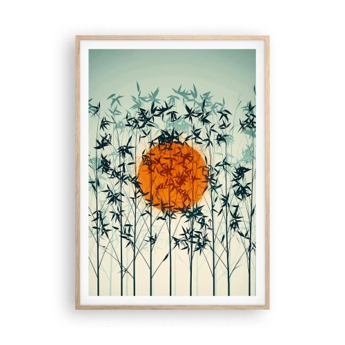Affiche dans un chêne clair - Poster - Soleil japonnais - 70x100 cm