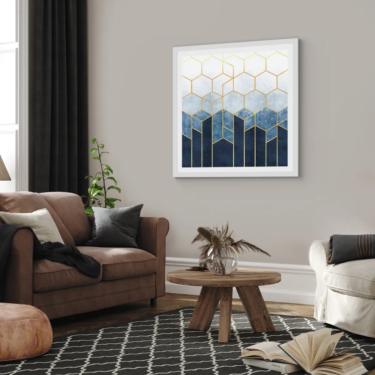 Affiche dans un cadre blanc - Poster - Composition en rythme syncopé - 30x30 cm