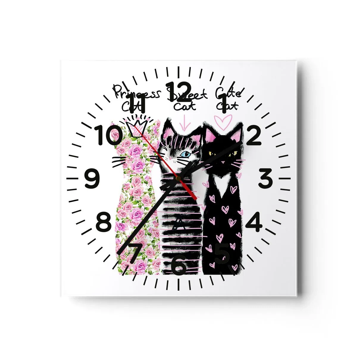 Horloge murale - Pendule murale - Il y avait trois chats - 40x40 cm
