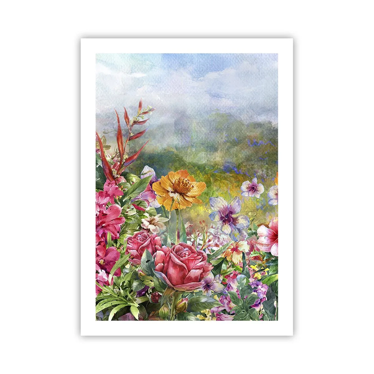 Affiche - Poster - Un champ de fleurs par une journée ensoleillée - 50x70cm - Un jardin devenu fou - Décoration murale moderne pour le salon et la chambre ARTTOR