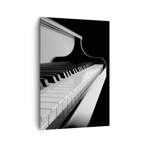 Impression sur toile - Image sur toile - Touches de piano dans une élégante photo en noir et blanc - 70x100cm - Harmonie des formes et des couleurs - Décoration murale moderne pour le salon et la chambre ARTTOR