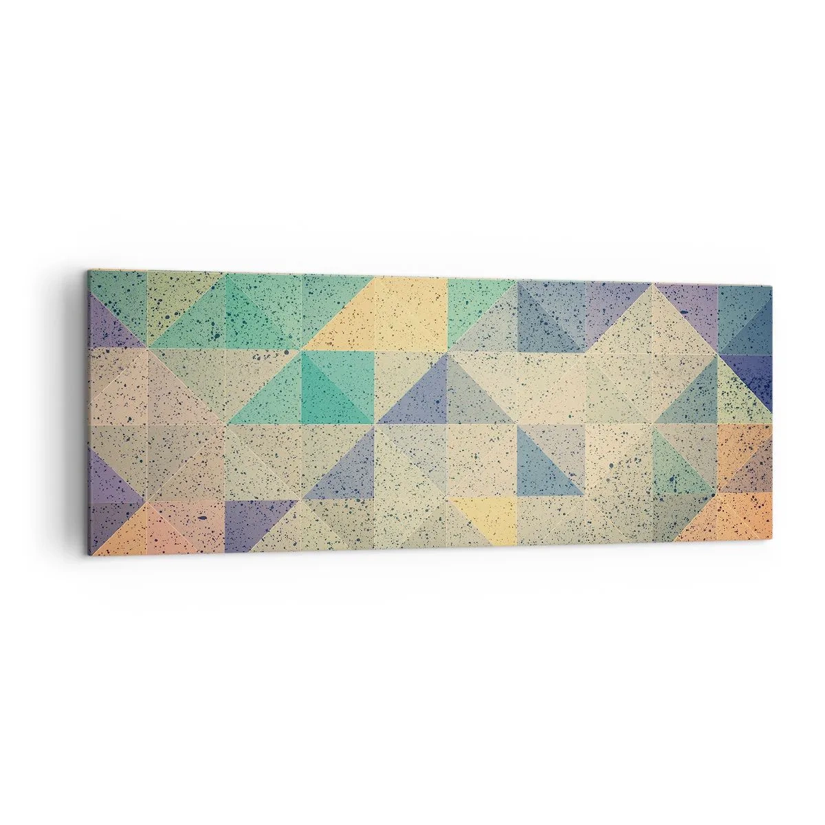 Impression sur toile - Image sur toile - Une composition colorée de triangles géométriques dans des tons pastel. - 140x50cm - République des triangles - Décoration murale moderne pour le salon et la chambre ARTTOR