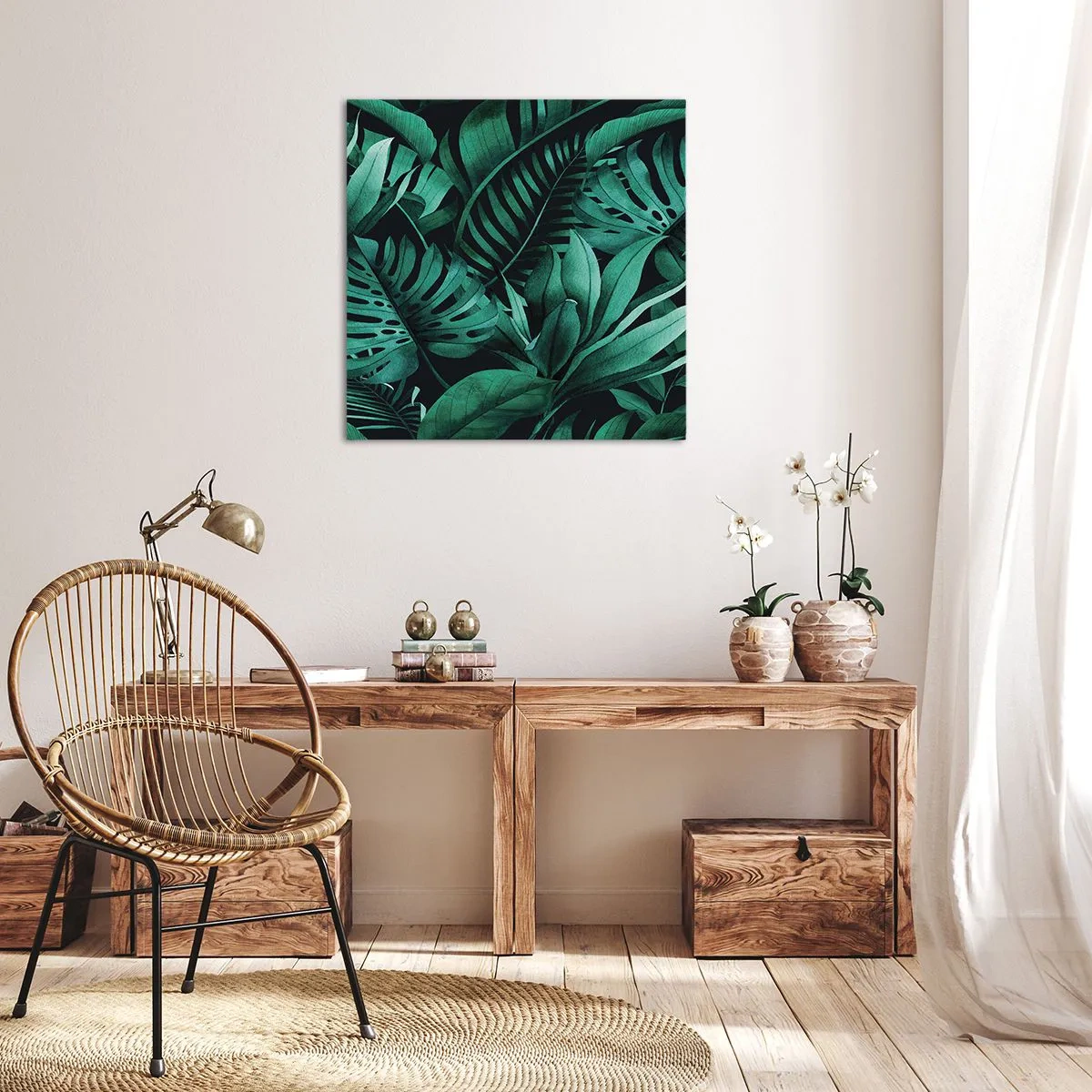 Impression sur toile - Image sur toile - Profondeur du vert tropical - 50x50 cm