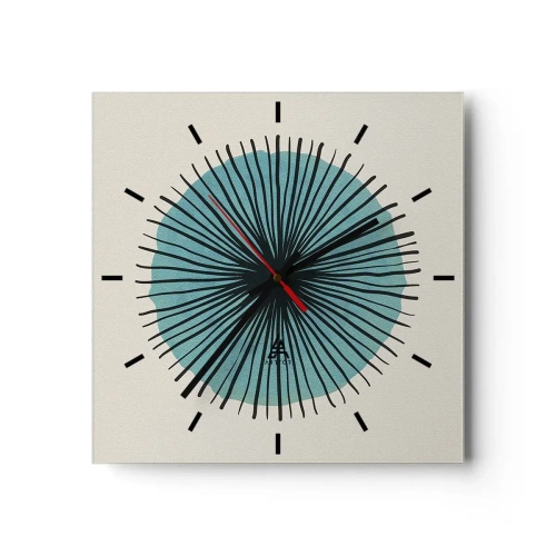 Horloge murale - Pendule murale - Forme circulaire abstraite avec des rayons bleus - 30x30cm - Rayonnant dans l'azur - Décoration murale moderne pour le salon et la chambre ARTTOR