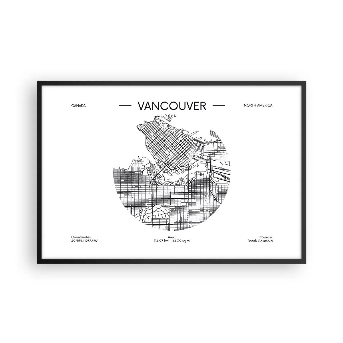 Affiche dans un cadre noir - Poster - Anatomie de Vancouver - 91x61 cm