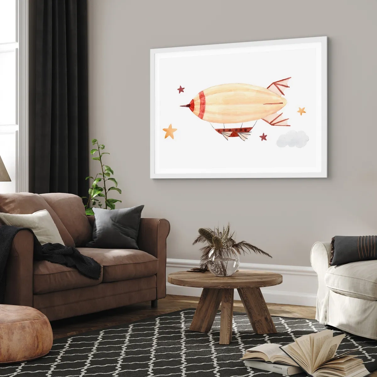 Affiche dans un cadre blanc - Poster - Dirigeable - 40x30 cm