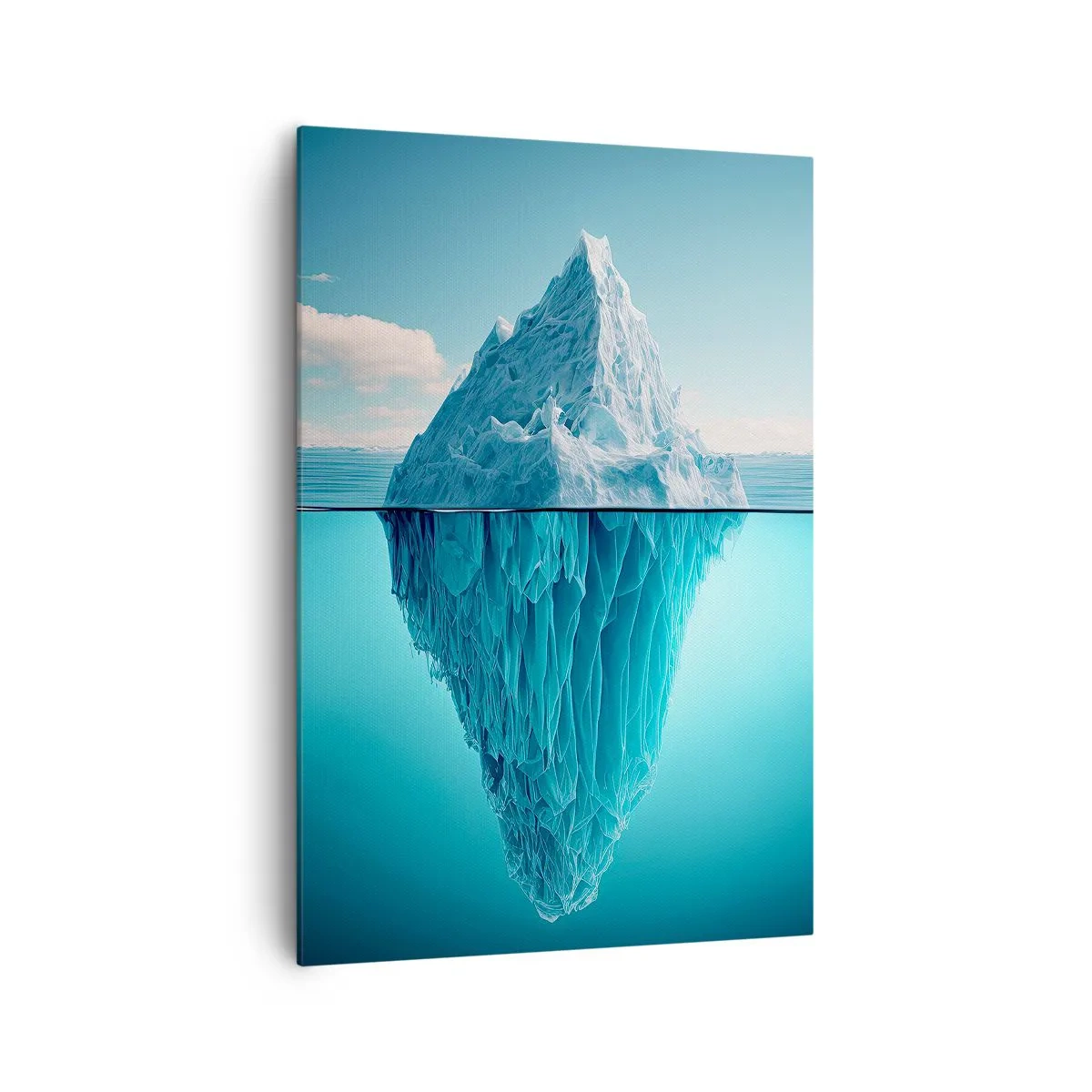 Impression sur toile - Image sur toile - Un iceberg visible au-dessus et au-dessous de la surface de l'eau - 70x100cm - Reine de Glace - Décoration murale moderne pour le salon et la chambre ARTTOR