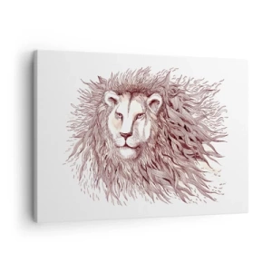 Impression sur toile - Image sur toile - Aquarelle artistique d'un lion avec une crinière détaillée - 70x50cm - Un souverain fougueux - Décoration murale moderne pour le salon et la chambre ARTTOR