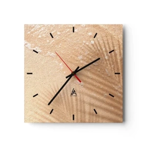 Horloge murale - Pendule murale - L'ombre d'un palmier sur le sable avec un délicat motif de vagues - 30x30cm - Ombre d'un été chaud - Décoration murale moderne pour le salon et la chambre ARTTOR