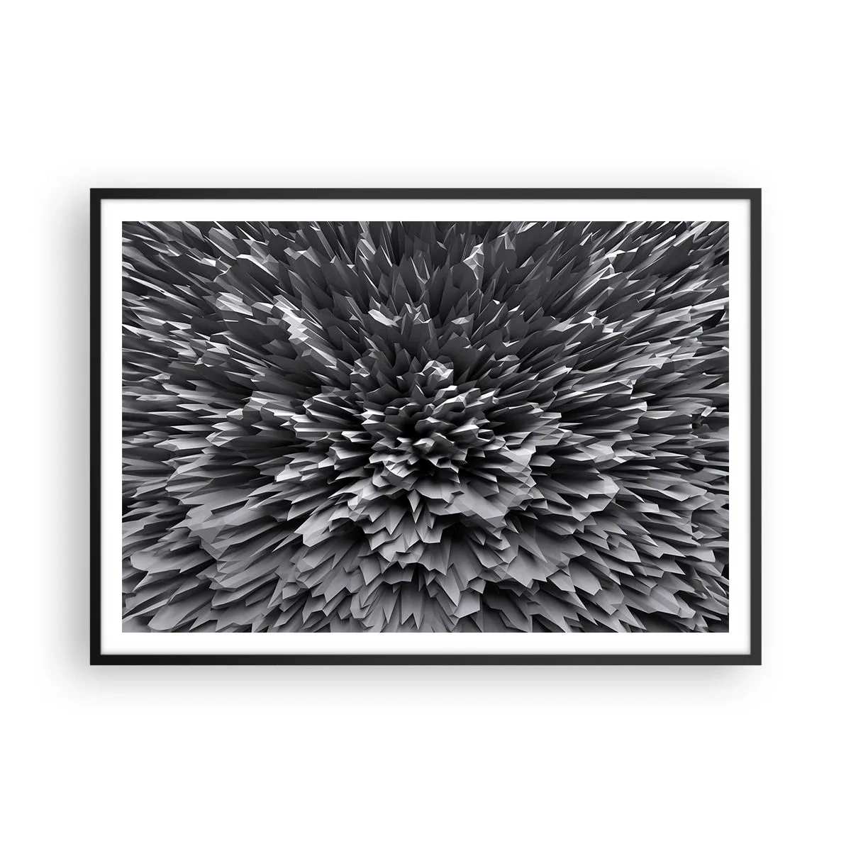 Affiche dans un cadre noir - Poster - Structure abstraite en nuances de gris - 100x70cm - Ça ne peut pas être plus dur que ça - Décoration murale moderne pour le salon et la chambre ARTTOR