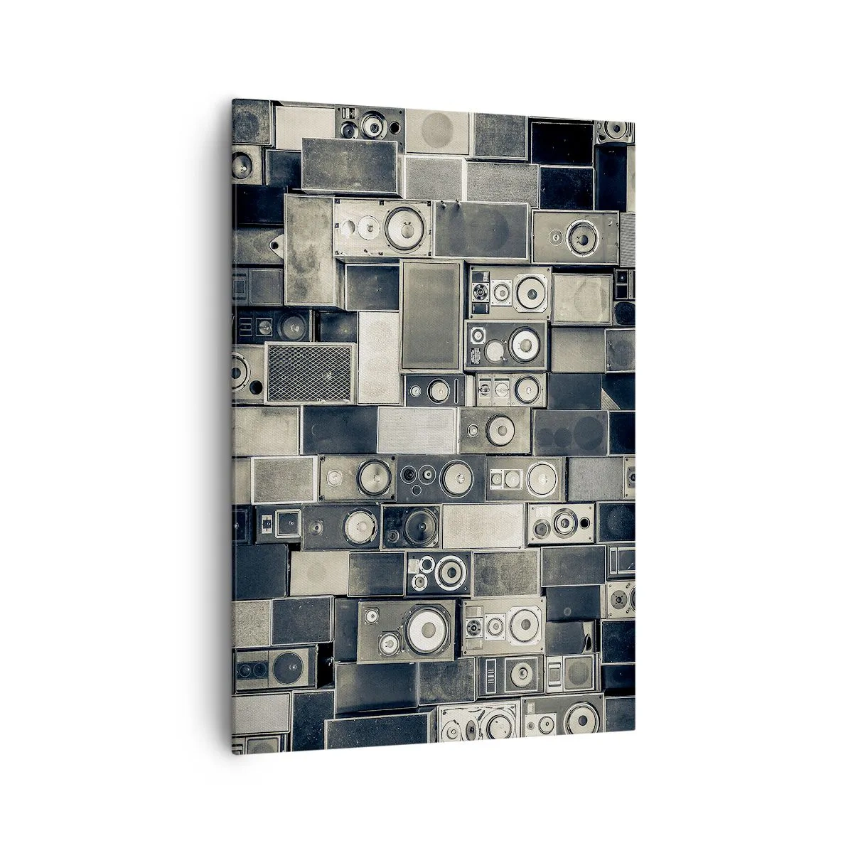 Impression sur toile - Image sur toile - Collection d'enceintes de style rétro - 70x100cm - Tout va bien - Décoration murale moderne pour le salon et la chambre ARTTOR