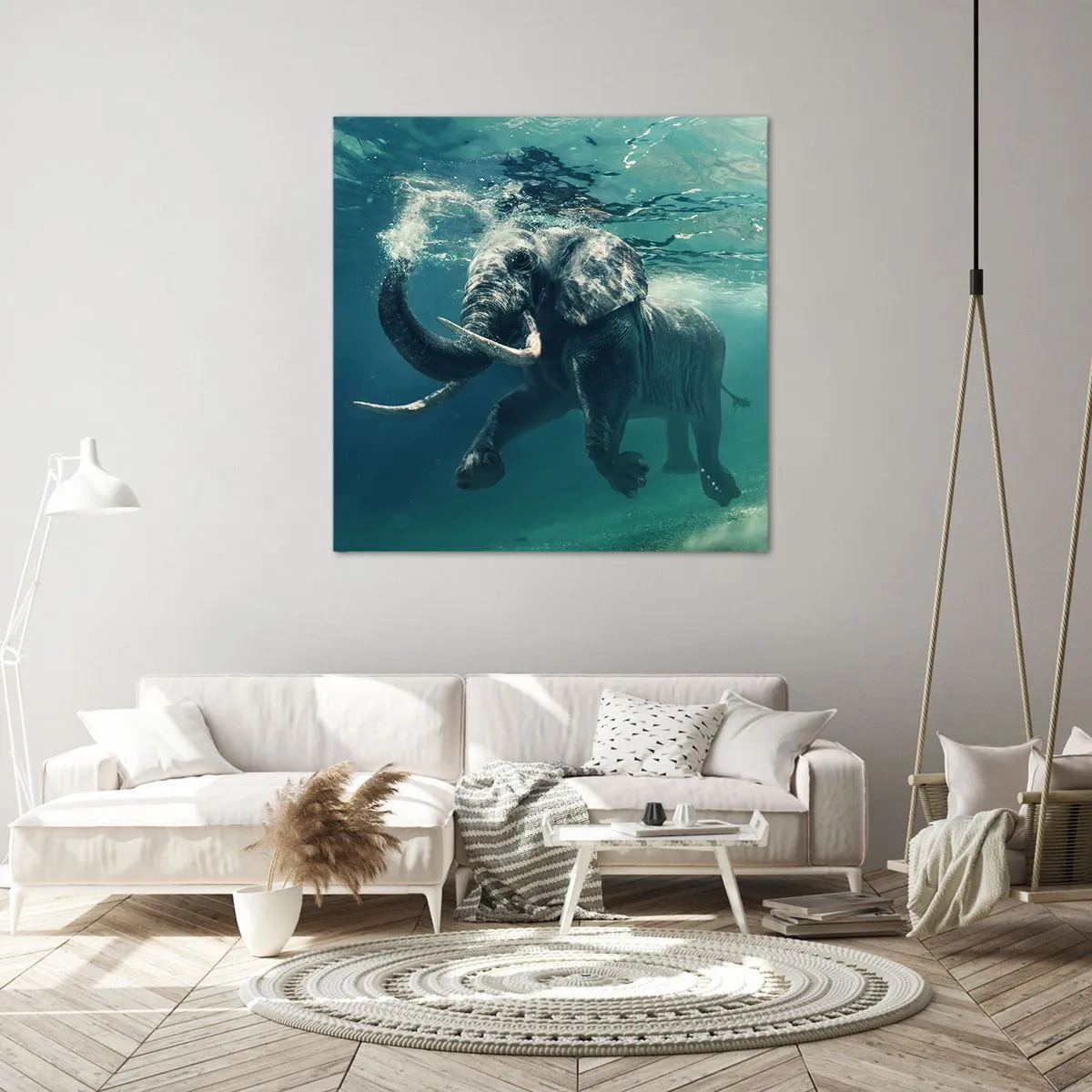 Impression sur toile - Image sur toile - Tout le monde aime nager - 70x70 cm