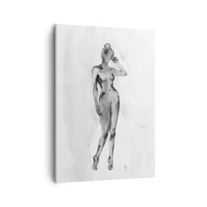Impression sur toile - Image sur toile - Croquis d'une silhouette de femme en nuances de gris - 50x70cm - Etude de l'idéal de la féminité - Décoration murale moderne pour le salon et la chambre ARTTOR