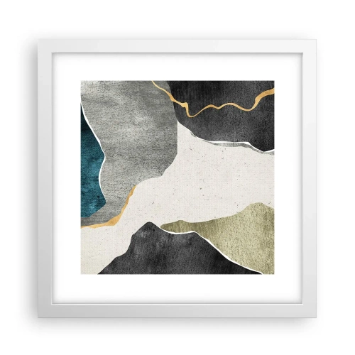 Affiche dans un cadre blanc - Poster - Composition mosaïque avec un fil d'or - 30x30 cm