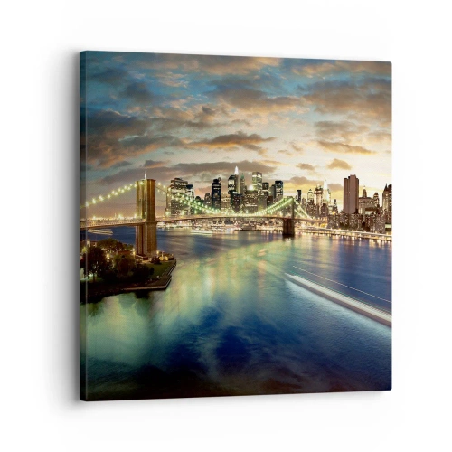 Impression sur toile - Image sur toile - Une soirée lumineuse sur Manhattan - 30x30 cm