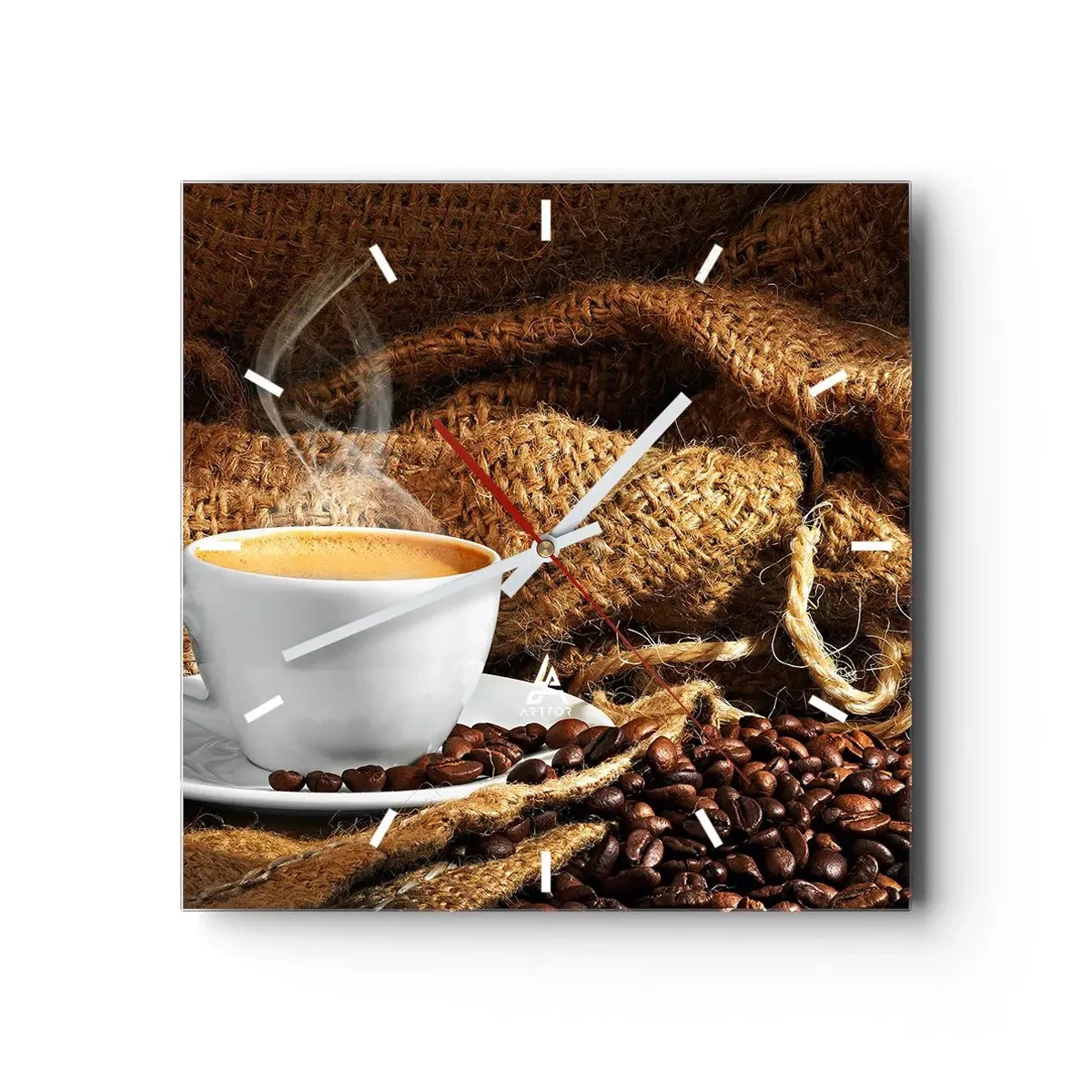 Horloge murale - Pendule murale - L'odeur du moka et la densité du miel liquide - 40x40 cm