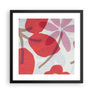 Affiche dans un cadre noir - Poster - Composition florale dans les roses - 40x40 cm
