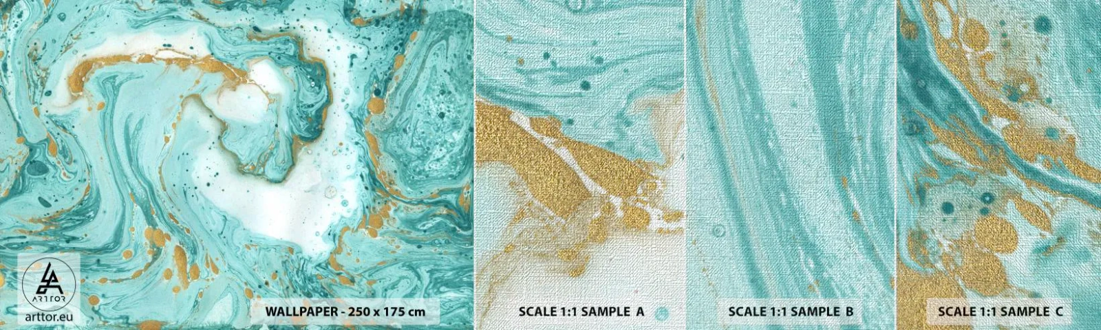 Échantillon de Papier Peint Premium Canvas - Sous la grande vague de l'ère Edo - Abstraction, Morceau, Graphique - 100x30 cm