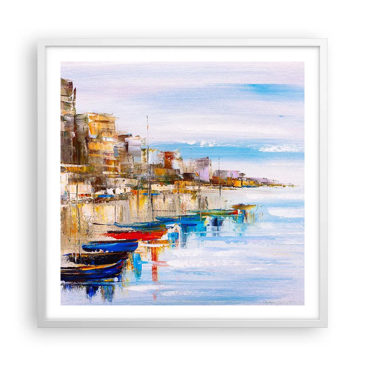 Affiche dans un cadre blanc - Poster - Un havre urbain multicolore - 60x60 cm