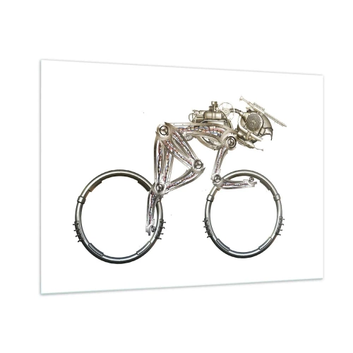 Impression sur verre - Image sur verre - Vélo industriel en métal - 100x70cm - Machine exceptionnelle - Décoration murale moderne pour le salon et la chambre ARTTOR