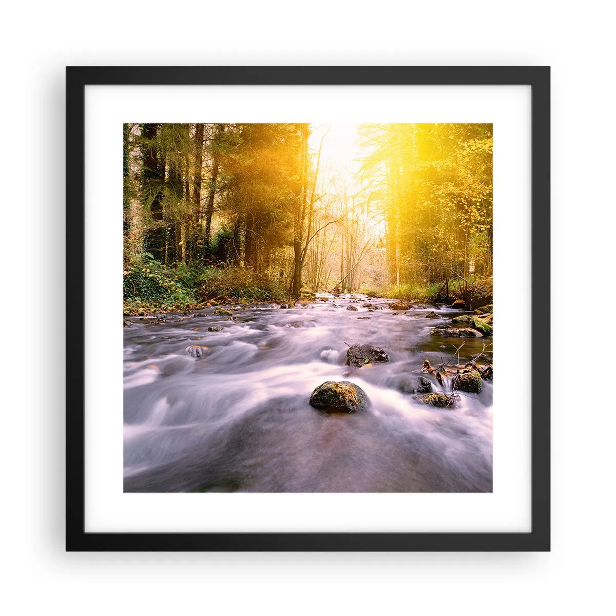 Affiche dans un cadre noir - Poster - Malachite dans un cadre argent et or - 40x40 cm