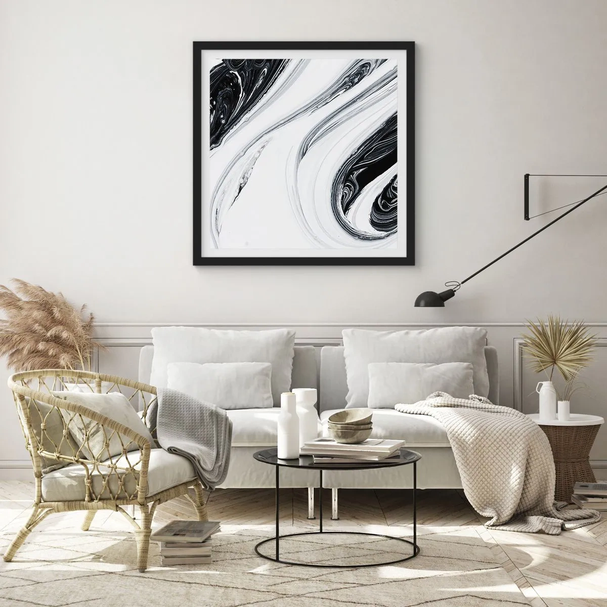 Affiche dans un cadre noir - Poster - Une combinaison d'opposés - 60x60 cm