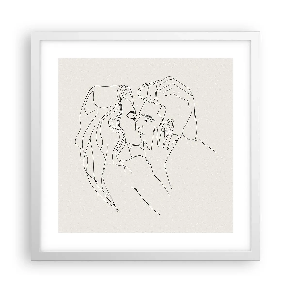 Affiche dans un cadre blanc - Poster - Enlacé de sentiment - 40x40 cm