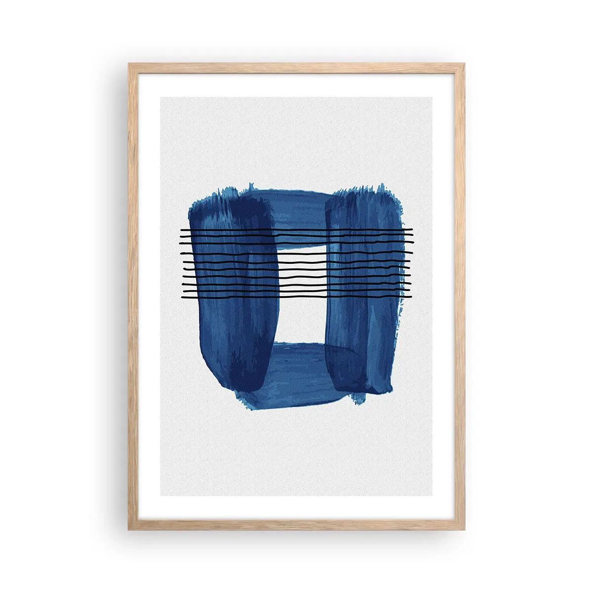 Affiche dans un chêne clair - Poster - Composition noire-bleue - 50x70 cm