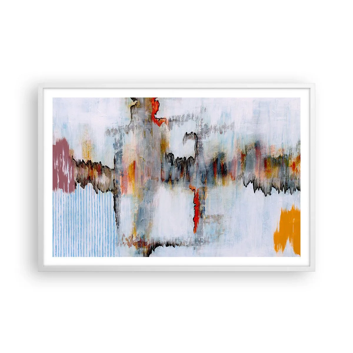 Affiche dans un cadre blanc - Poster - Un bâton sur l'eau - 91x61 cm