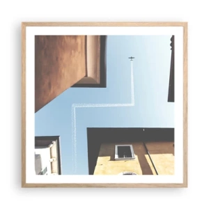 Affiche dans un chêne clair - Poster - Au-dessus du labyrinthe de la ville - 60x60 cm