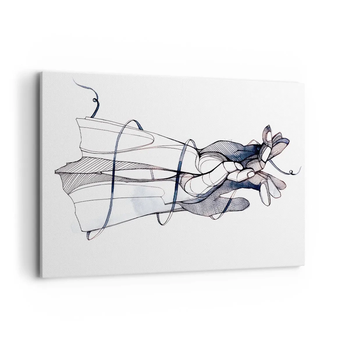 Impression sur toile - Image sur toile - Un dessin subtil d'une main avec une fleur délicate - 120x80cm - Étude du touché - Décoration murale moderne pour le salon et la chambre ARTTOR