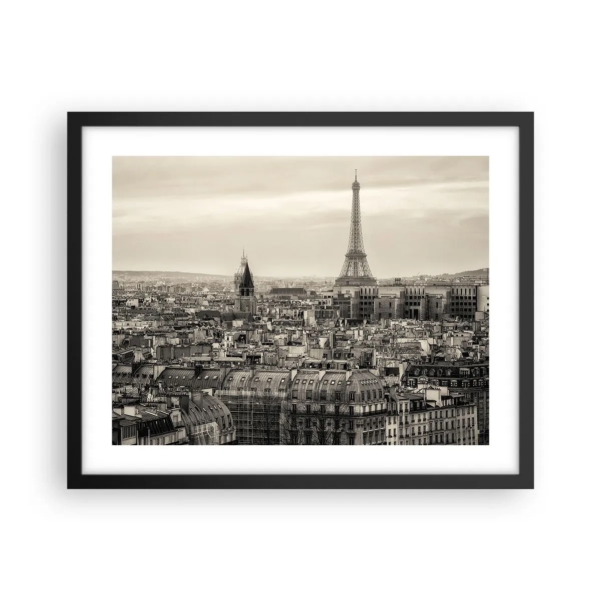 Affiche dans un cadre noir - Poster - Sur les toits de Paris - 50x40 cm