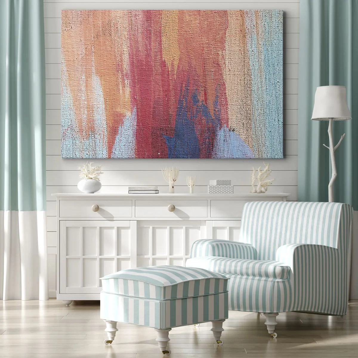 Impression sur toile - Image sur toile - Coups de pinceau abstraits et colorés - 120x80cm - Ecoulement de l'arc-en ciel - Décoration murale moderne pour le salon et la chambre ARTTOR