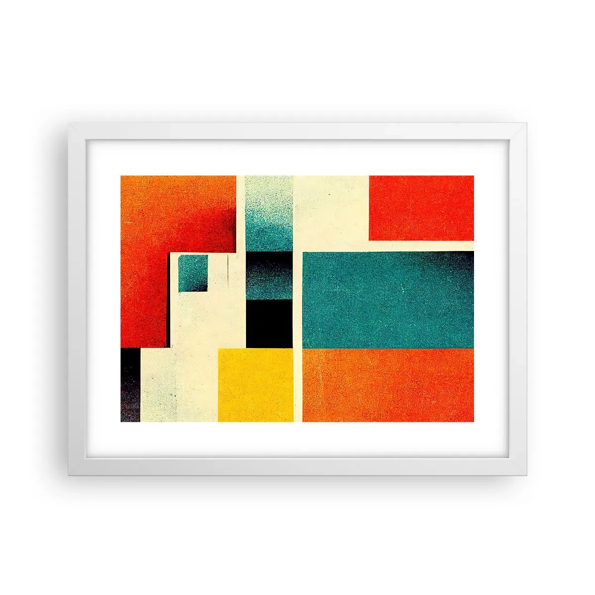 Affiche dans un cadre blanc - Poster - Abstraction géométrique – bonne énergie - 40x30 cm