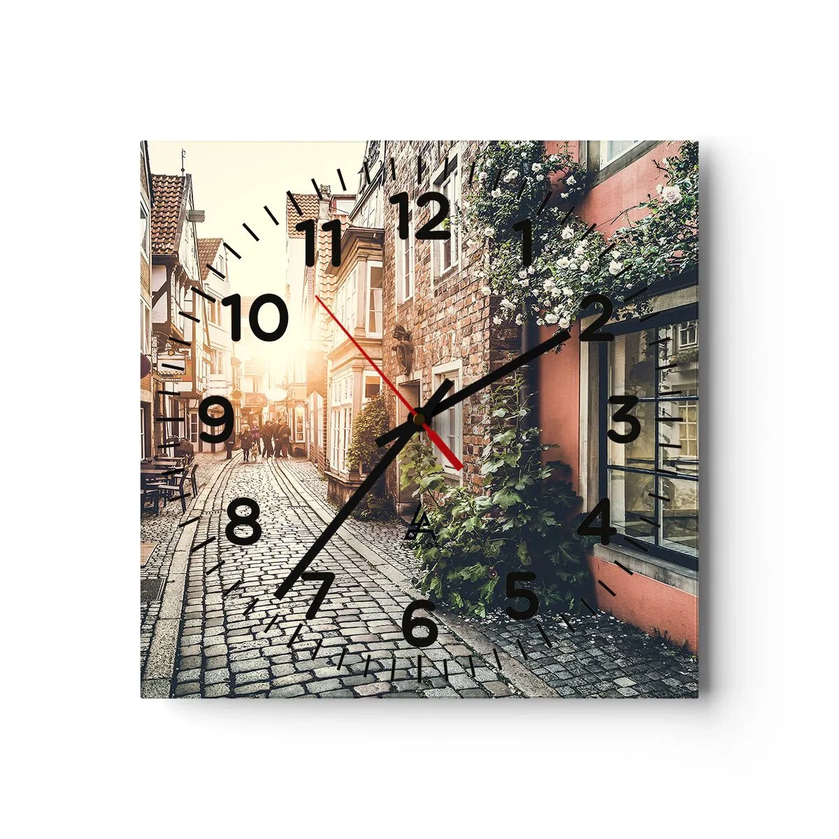 Horloge murale - Pendule murale - Allée de roses en lueur rose - 40x40 cm